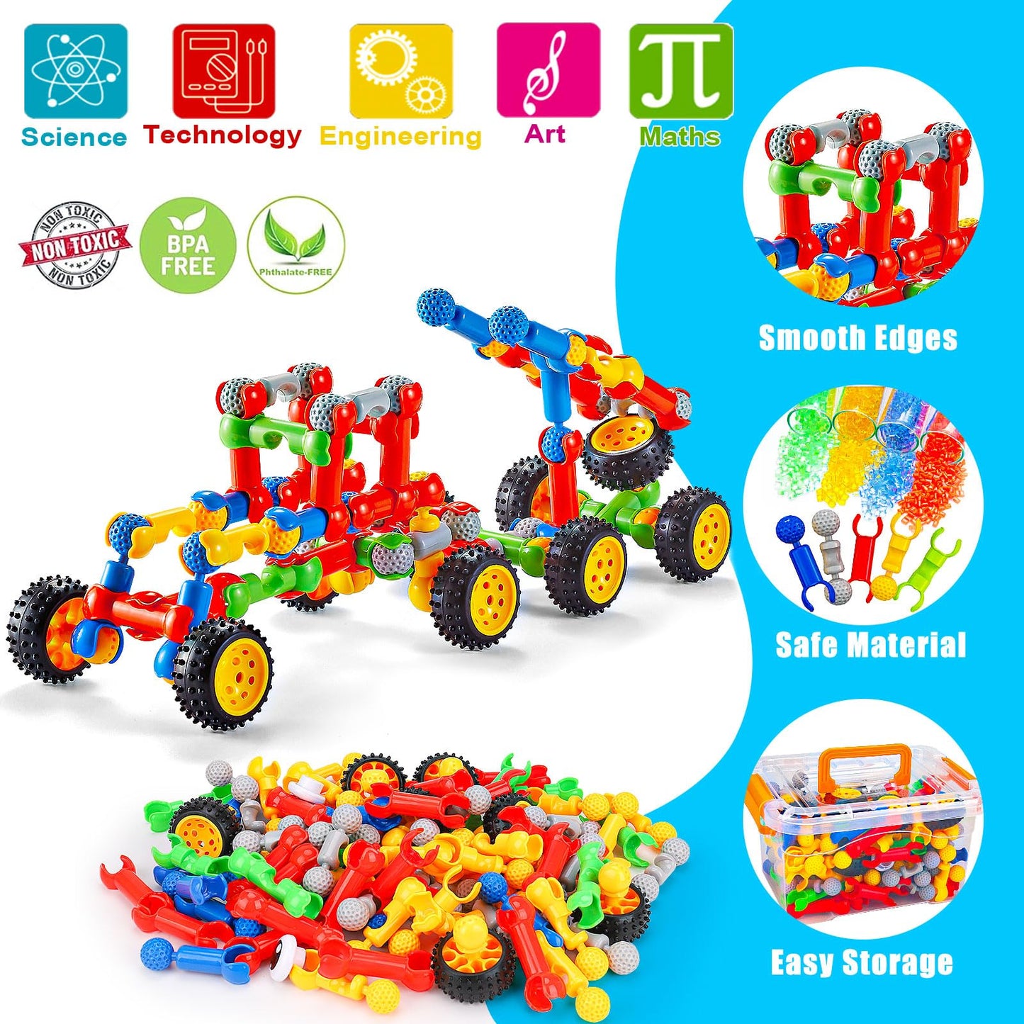Jeu de construction STEM Qirptey – 125 pièces | Blocs éducatifs pour enfants 3-8 ans | Cadeau créatif