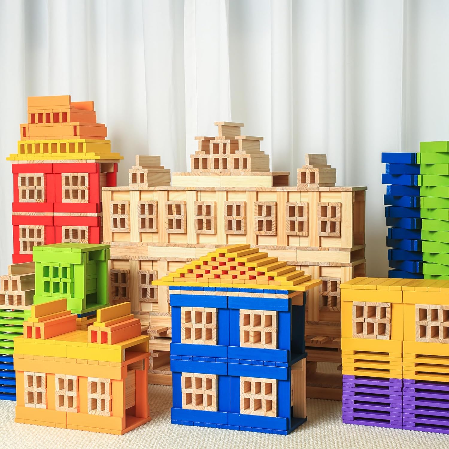 Blocs de construction géants Archimedes – Ensemble STEM XXL en bois naturel (32 pcs, 50 cm) pour enfants 3-8 ans - LumeraKids