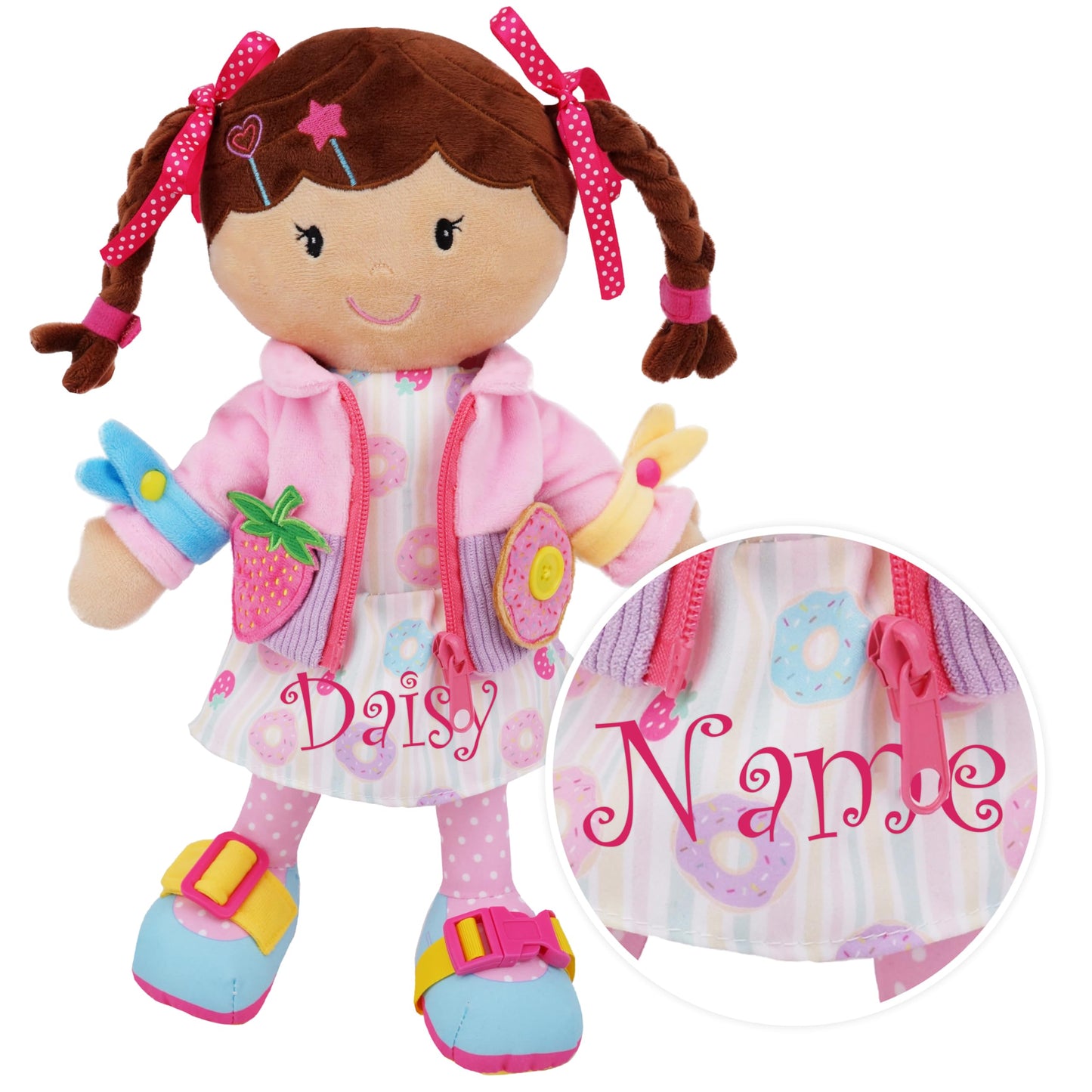 Poupée Éducative Dressy Friends – Prénom Personnalisable | Montessori Apprendre à S'habiller | Cadeau Filles & Garçons 2 ans+