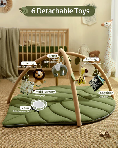 Tapis d'Éveil Bébé Feuille Géante — 6 Jouets Détachables | Blissful Diary - LumeraKids