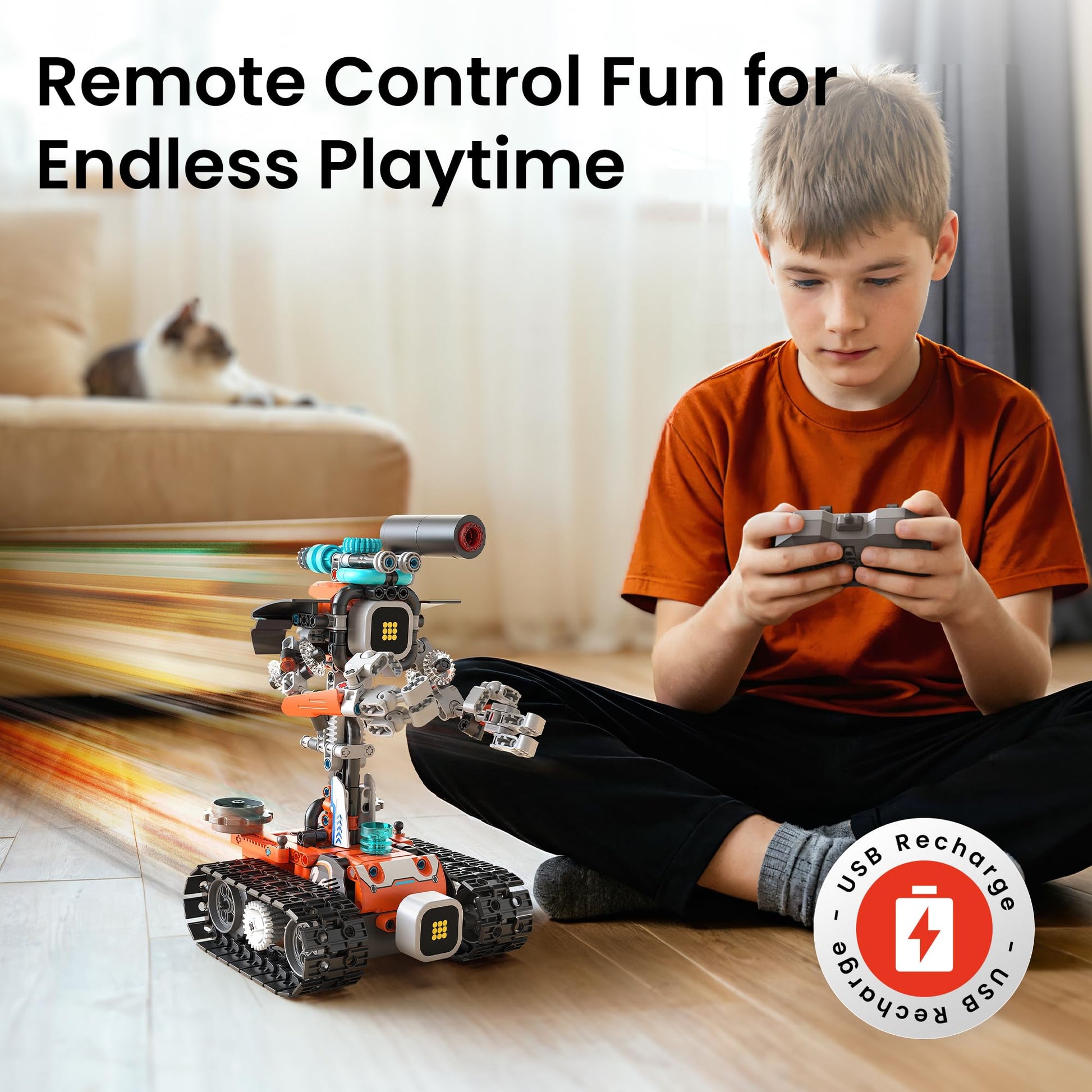 Sillbird Robot STEM 5-en-1 télécommandé – 435 pièces, LED et sons (8-14 ans) - LumeraKids