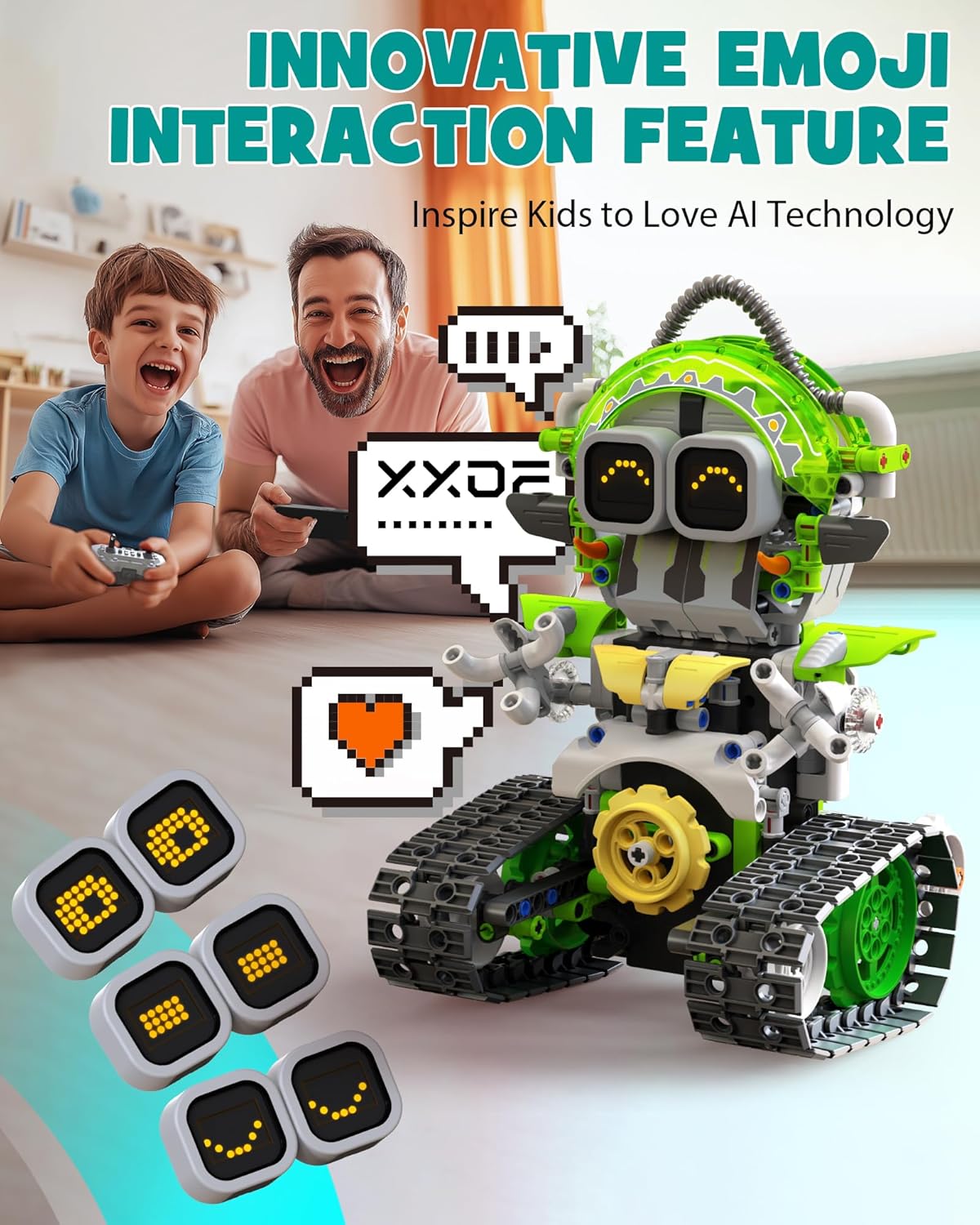 Opmind 5-in-1 STEM RC Robot Building kit, 478Pcs App Coding, Boys Age 6-12 | 1 set transforms into 5 models, Kids DIY Sound Light Interactive Science Set, LED eyes, coding play. Christmas Birthday Gifts - LumeraKids