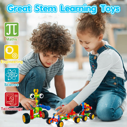 Jeu de construction STEM Qirptey – 125 pièces | Blocs éducatifs pour enfants 3-8 ans | Cadeau créatif