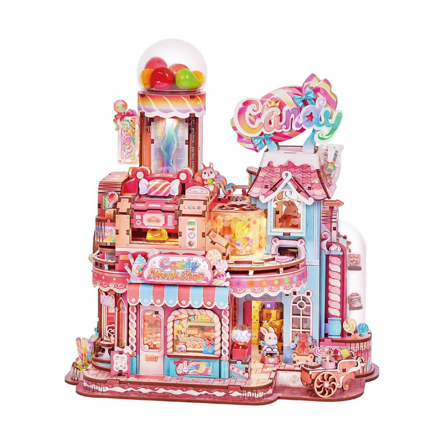 Tonecheer – Puzzle 3D en Bois Candy Workshop | Kit Maquette Mécanique avec Musique & Lumières