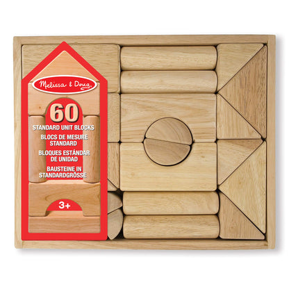 Melissa & Doug – Blocs de construction en bois (60 pièces) avec bac de rangement - LumeraKids