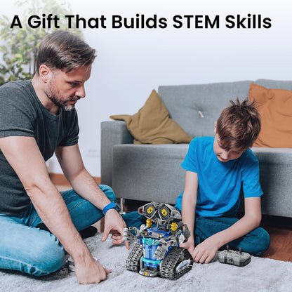 Sillbird Robot STEM 5-en-1 télécommandé – 435 pièces, LED et sons (8-14 ans) - LumeraKids