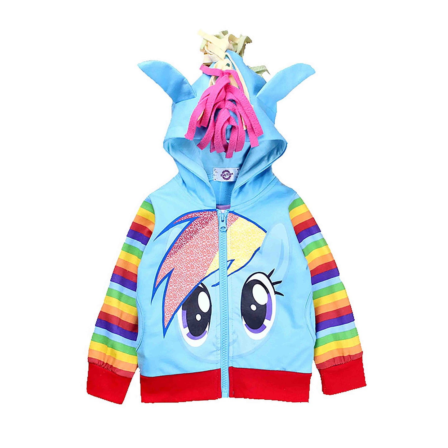 Sweat à Capuche Licorne Arc-en-Ciel pour Filles | Fermeture Éclair & Ailes 3D