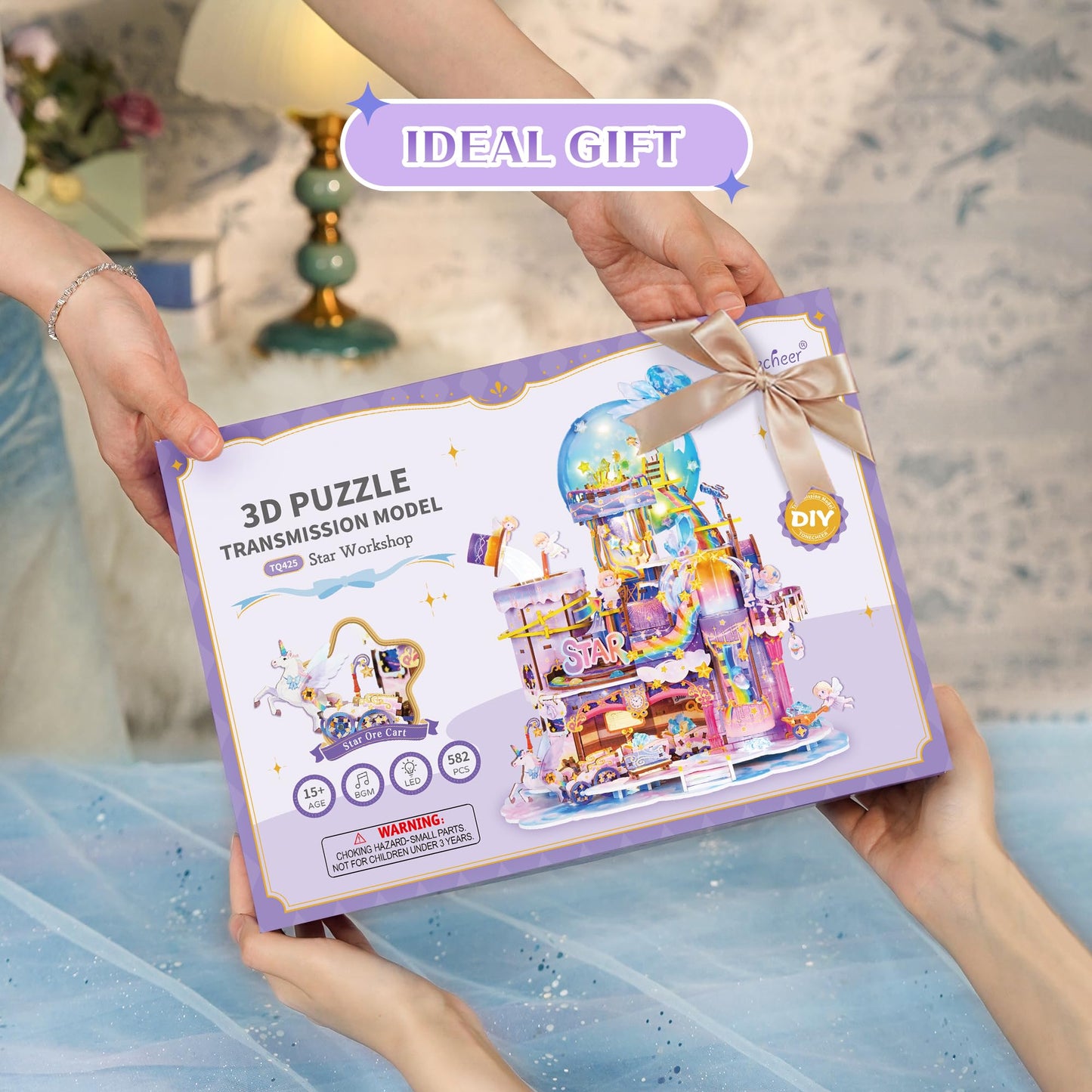 Tonecheer – Puzzle 3D en Bois Candy Workshop | Kit Maquette Mécanique avec Musique & Lumières