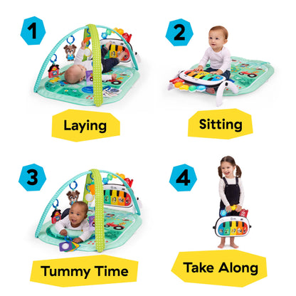Baby Einstein Tapis d'Éveil 4-en-1 Kickin' Tunes — Piano, Musique & Langues | 0-36 Mois