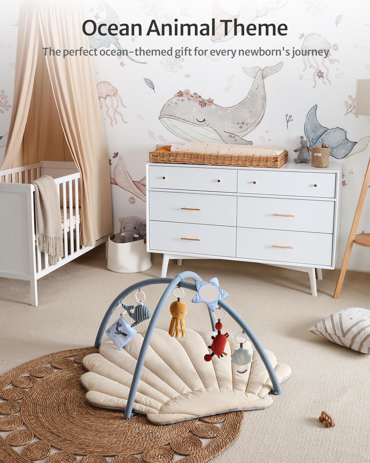 Tapis d'Éveil Bébé Feuille Géante — 6 Jouets Détachables | Blissful Diary - LumeraKids