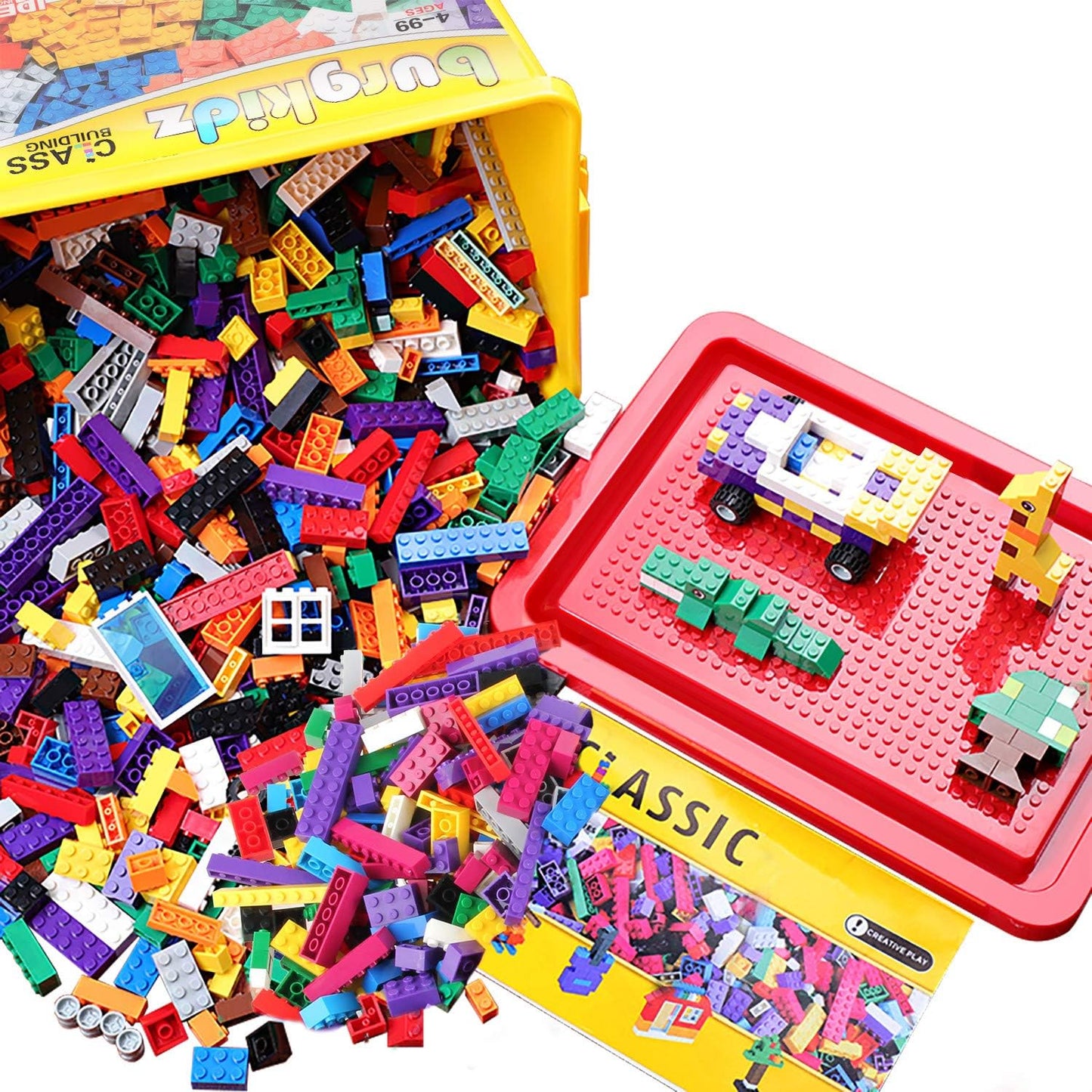 Burgkidz – Set de Briques de Construction Premium | 568 pièces | Boîte-rangement avec couvercle-plaque | Dès 3 ans - LumeraKids