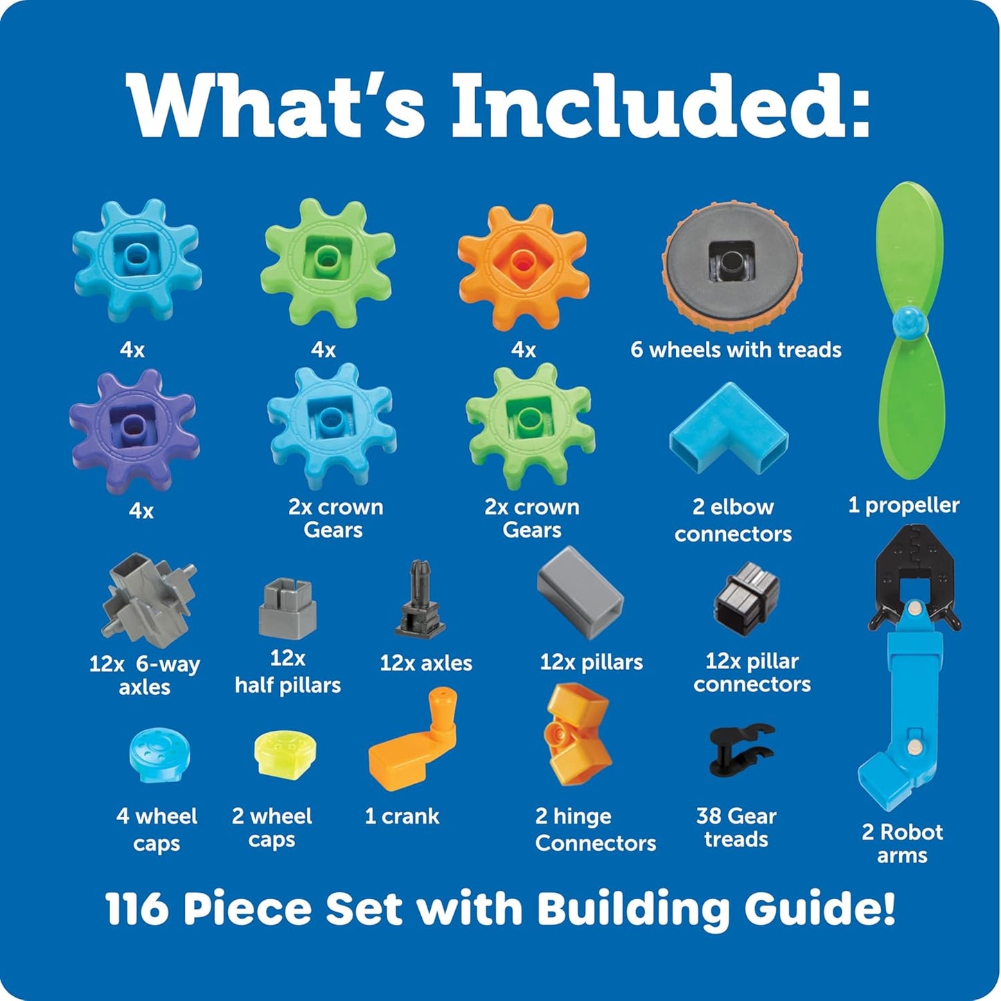Gears! Gears! Gears! Robots en Mouvement – Jeu de Construction STEM, 116 pièces, dès 5 ans