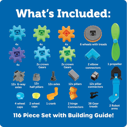 Gears! Gears! Gears! Robots en Mouvement – Jeu de Construction STEM, 116 pièces, dès 5 ans