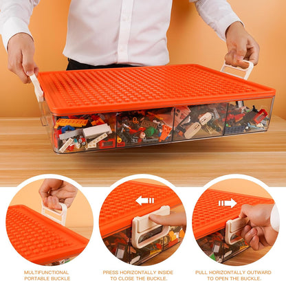 Organisateur de briques de construction transparent – 12 compartiments empilables - LumeraKids