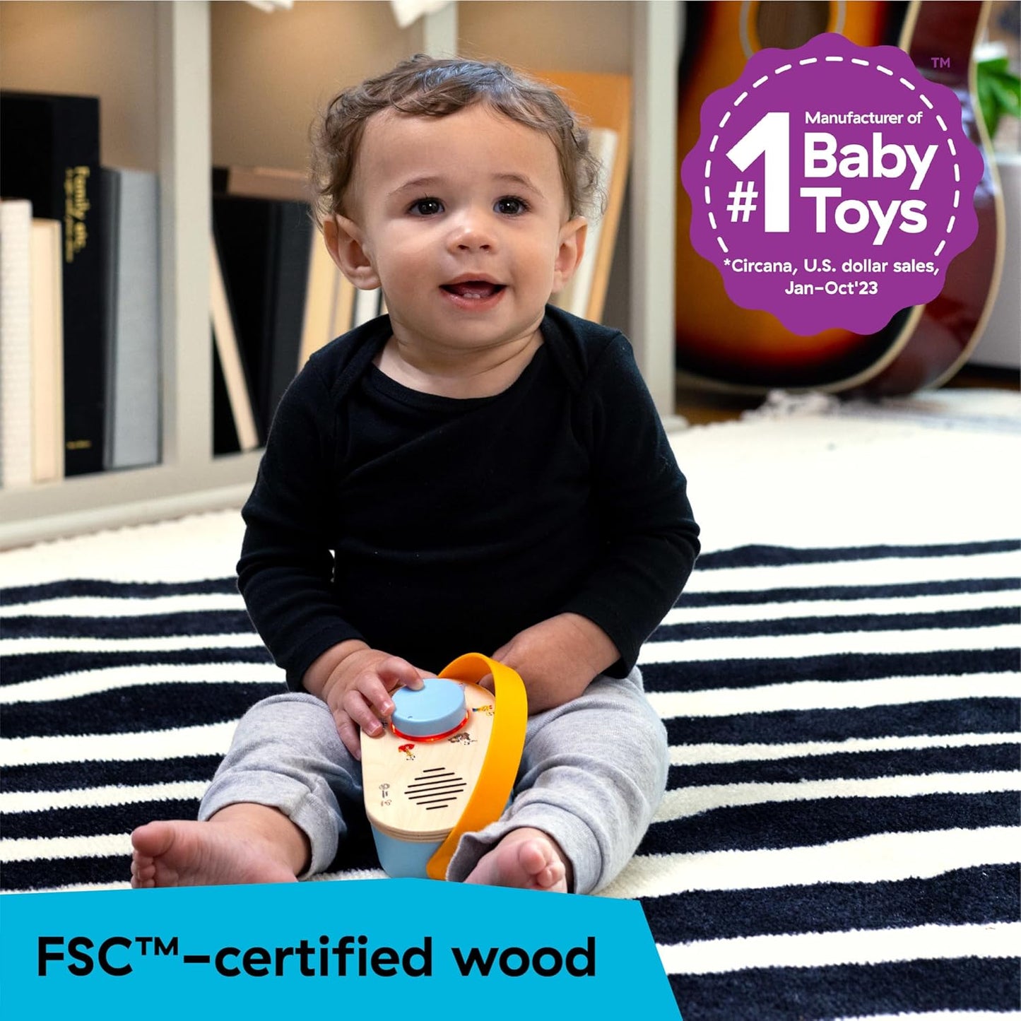 Baby Einstein + Hape Radio Musicale Discovery — Bois FSC, 40+ Sons & Lumières | Dès 6 Mois