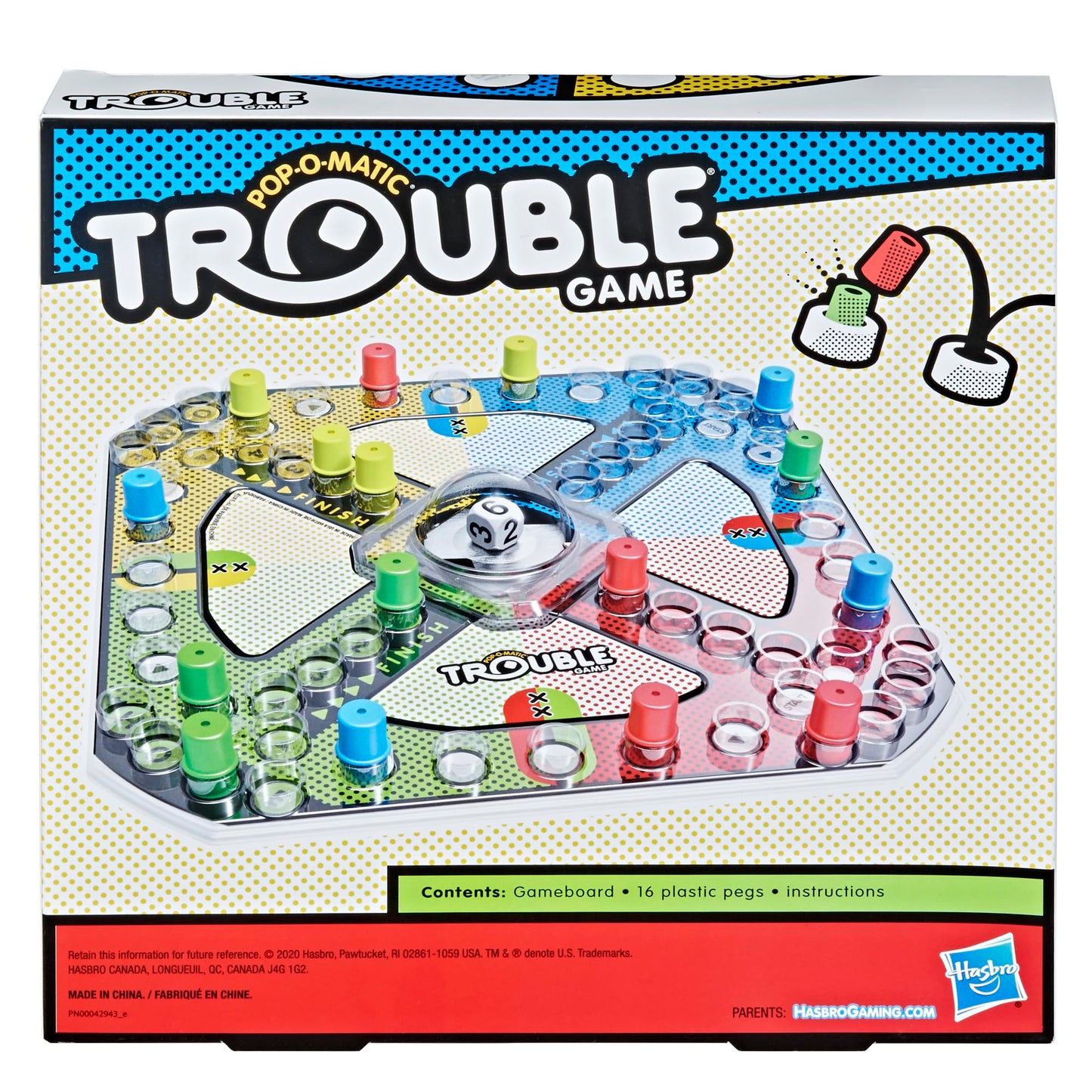 Hasbro Trouble Jeu de Société — Pop-O-Matic, Course & Stratégie, 2-4 Joueurs | Dès 5 Ans