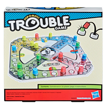 Hasbro Trouble Jeu de Société — Pop-O-Matic, Course & Stratégie, 2-4 Joueurs | Dès 5 Ans