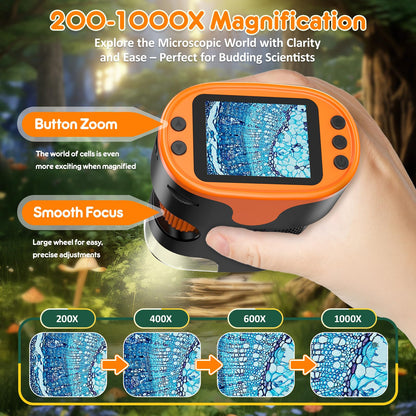 Microscope Numérique Portable 1000X pour Enfants – Écran 4K 2,0", Rechargeable, Kit de Lames Inclus – Jouet Scientifique Éducatif, Cadeau Filles et Garçons 4-12 ans - Jouets & Éveil - LumeraKids
