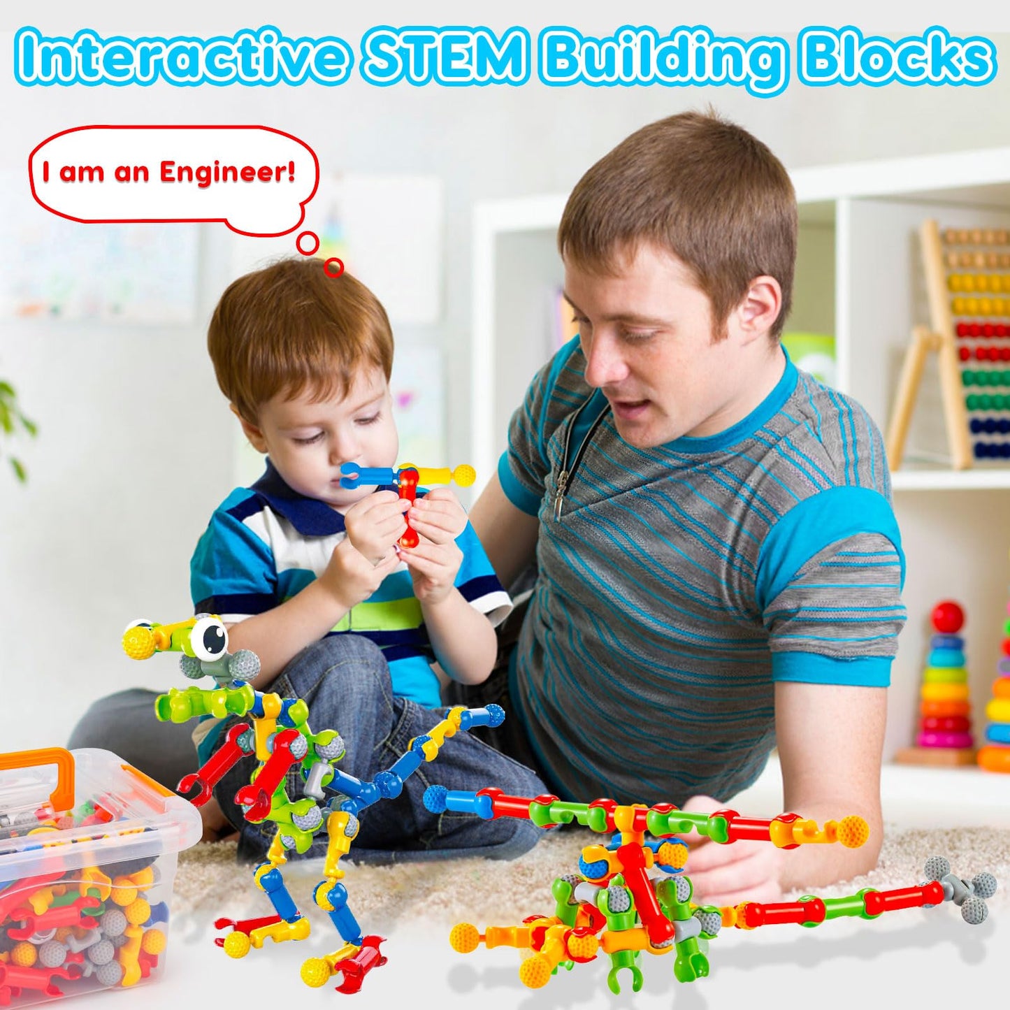 Jeu de construction STEM Qirptey – 125 pièces | Blocs éducatifs pour enfants 3-8 ans | Cadeau créatif