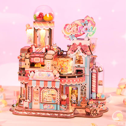 Tonecheer – Puzzle 3D en Bois Candy Workshop | Kit Maquette Mécanique avec Musique & Lumières