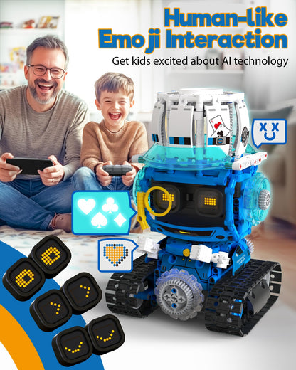 Opmind 5-in-1 STEM RC Robot Building kit, 478Pcs App Coding, Boys Age 6-12 | 1 set transforms into 5 models, Kids DIY Sound Light Interactive Science Set, LED eyes, coding play. Christmas Birthday Gifts - LumeraKids