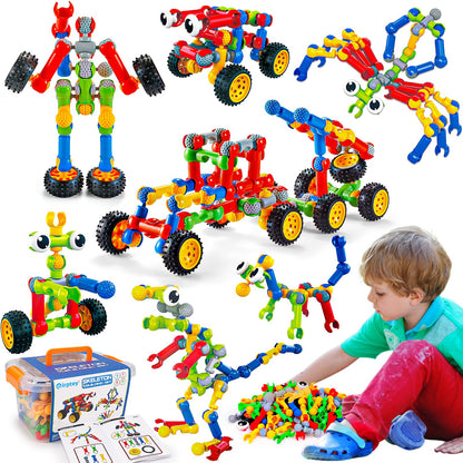 Jeu de construction STEM Qirptey – 125 pièces | Blocs éducatifs pour enfants 3-8 ans | Cadeau créatif
