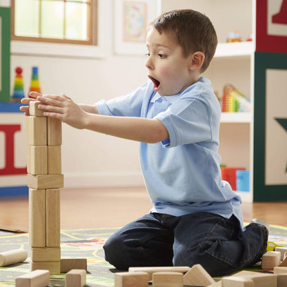 Melissa & Doug – Blocs de construction en bois (60 pièces) avec bac de rangement - LumeraKids