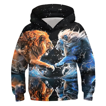 Idgreatim Hoodie 3D Graphique Enfant — Imprimé Animaux & Motifs, 88% Polyester | 6-16 Ans