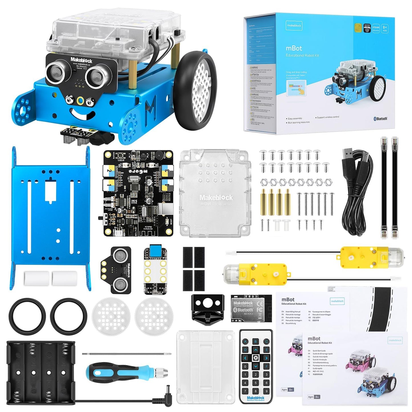 Kit Robot Makeblock mBot avec Boîte de Codage Scratch – Projets STEM pour Enfants 8-12 ans | Programmation Scratch & Arduino