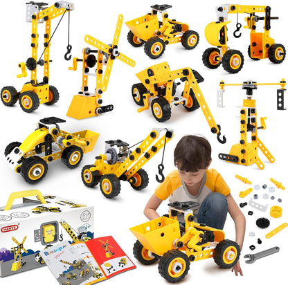 Kit STEM 10 en 1 – Véhicules de Construction | 100 Pièces | Dès 4 ans