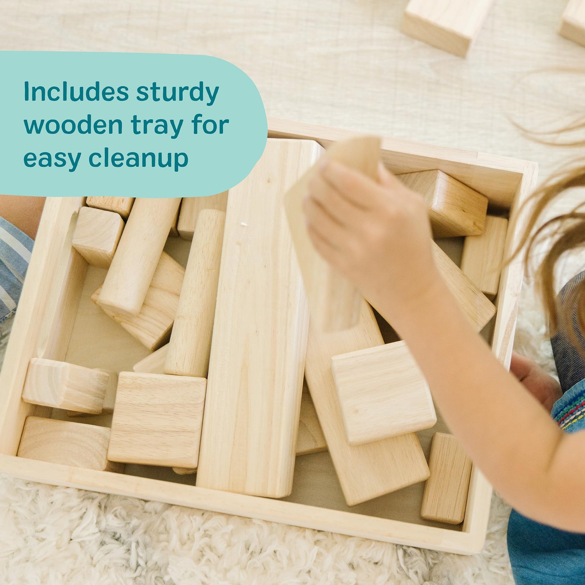 Melissa & Doug – Blocs de construction en bois (60 pièces) avec bac de rangement - LumeraKids