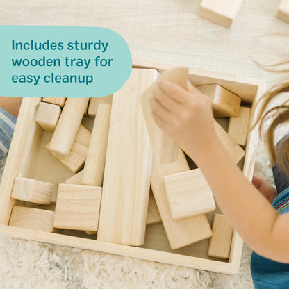 Melissa & Doug – Blocs de construction en bois (60 pièces) avec bac de rangement - LumeraKids