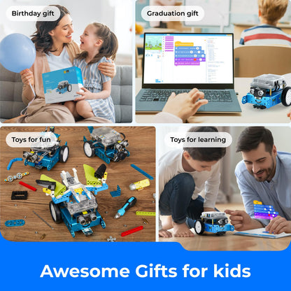 Kit Robot Makeblock mBot avec Boîte de Codage Scratch – Projets STEM pour Enfants 8-12 ans | Programmation Scratch & Arduino