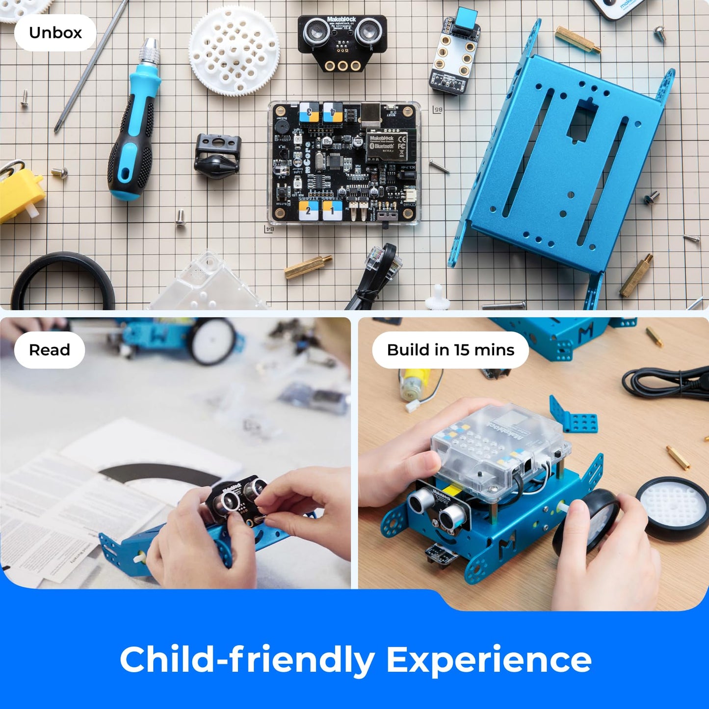 Kit Robot Makeblock mBot avec Boîte de Codage Scratch – Projets STEM pour Enfants 8-12 ans | Programmation Scratch & Arduino