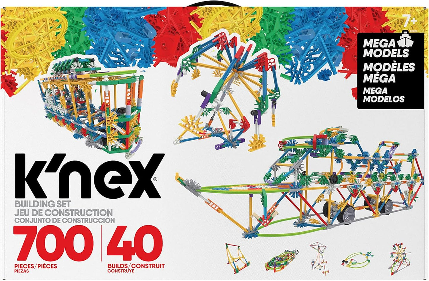 K'NEX Mega Models – Ensemble de construction 700 pièces | 40 modèles 3D | STEM | Dès 7 ans