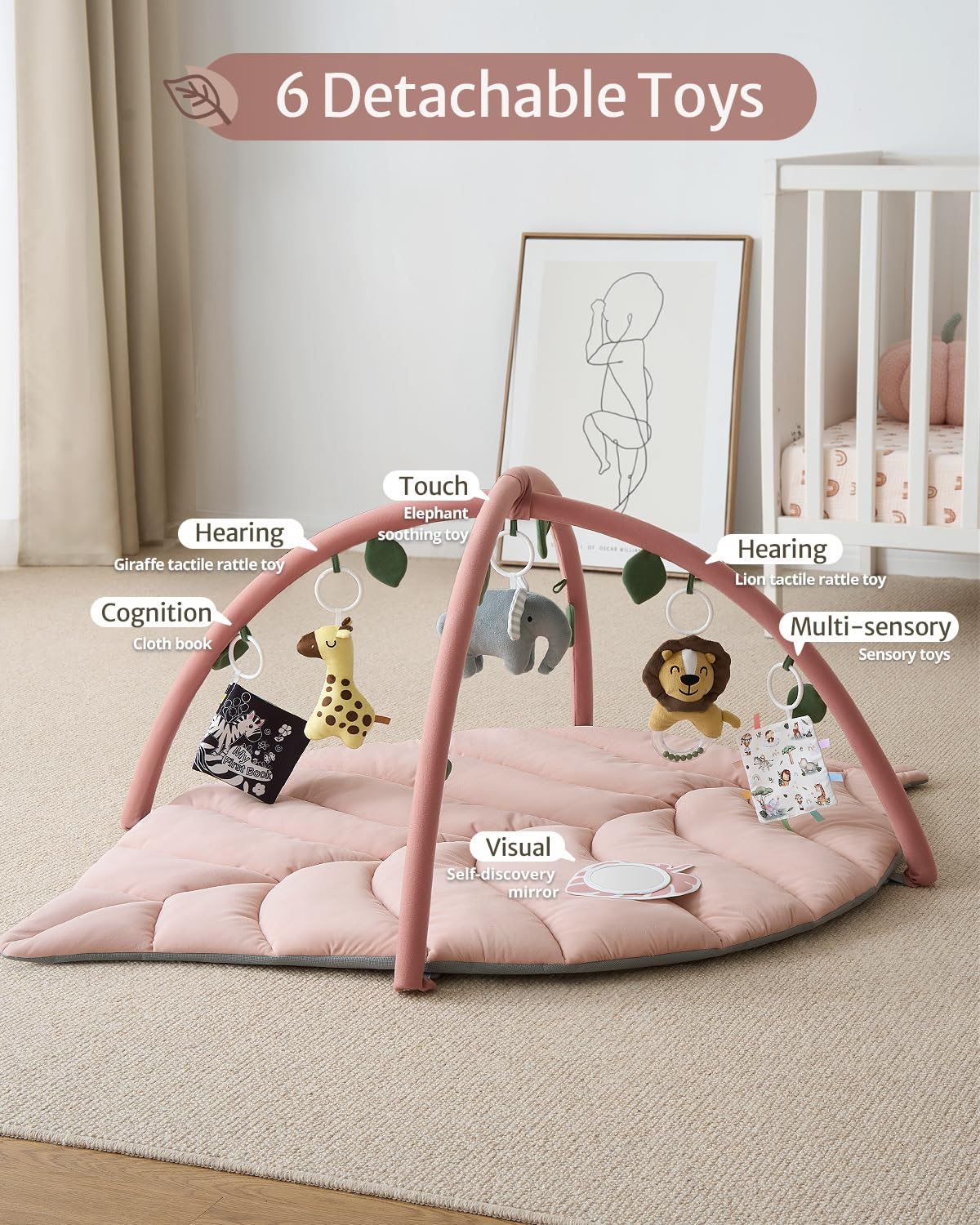 Tapis d'Éveil Bébé Feuille Géante — 6 Jouets Détachables | Blissful Diary - LumeraKids