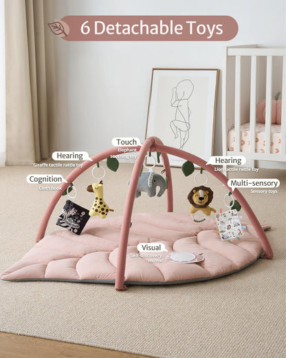 Tapis d'Éveil Bébé Feuille Géante — 6 Jouets Détachables | Blissful Diary - LumeraKids