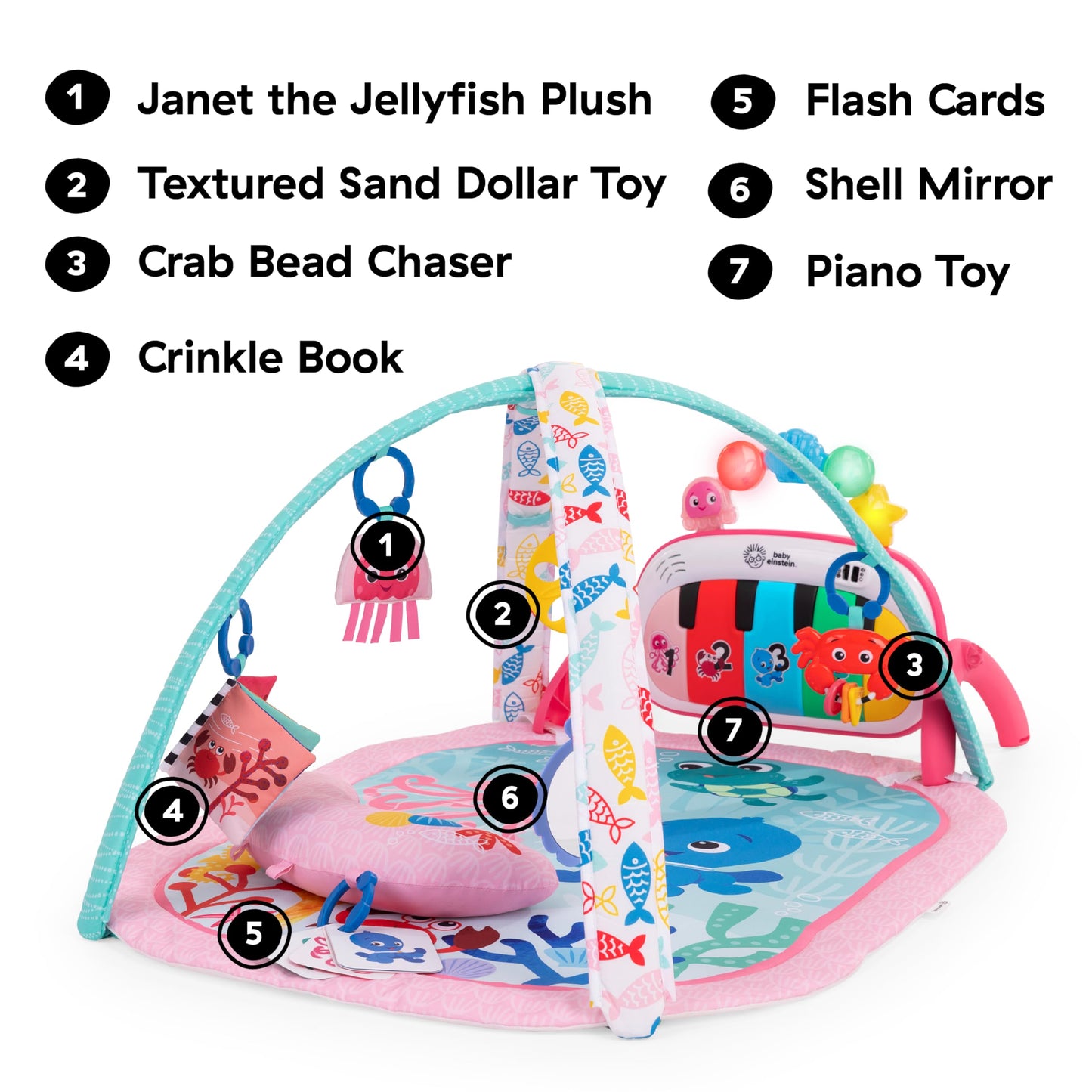 Baby Einstein Tapis d'Éveil 4-en-1 Kickin' Tunes — Piano, Musique & Langues | 0-36 Mois