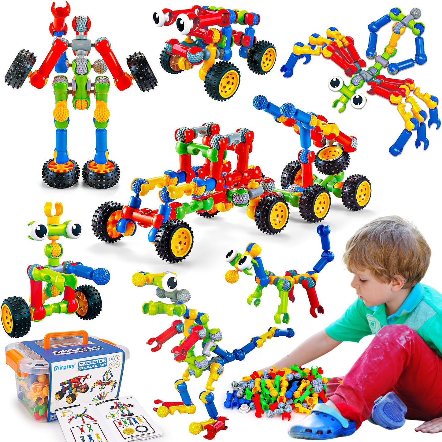 Jeu de construction STEM Qirptey – 125 pièces | Blocs éducatifs pour enfants 3-8 ans | Cadeau créatif