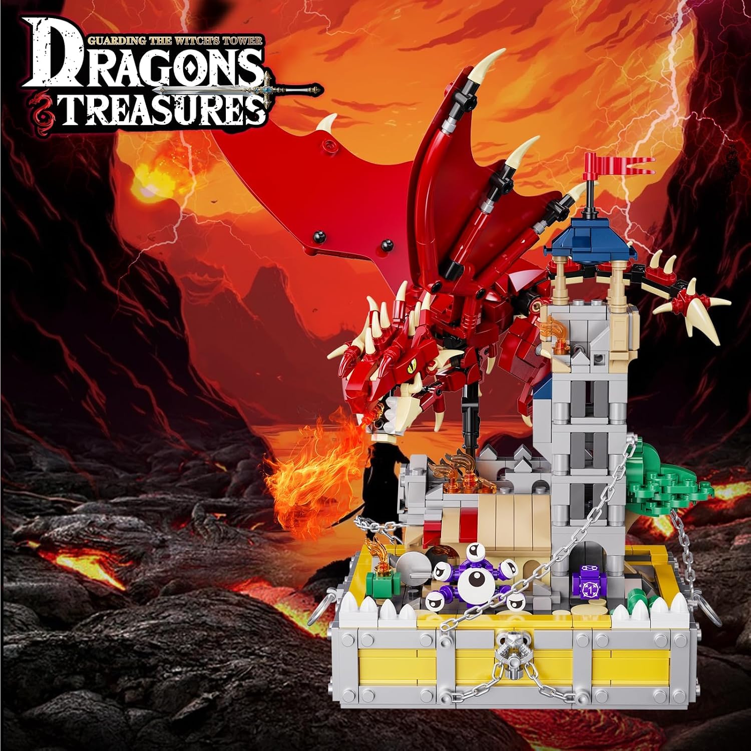 Château du Dragon Rouge – Set de Construction Compatible 927 Pièces - LumeraKids