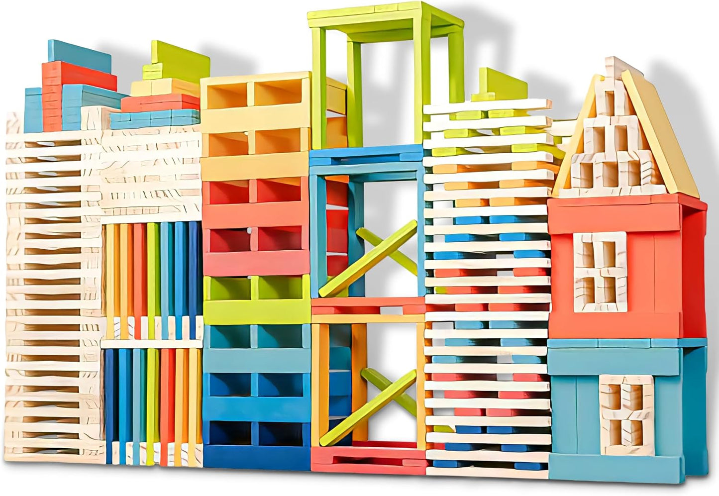 Blocs de construction géants Archimedes – Ensemble STEM XXL en bois naturel (32 pcs, 50 cm) pour enfants 3-8 ans - LumeraKids