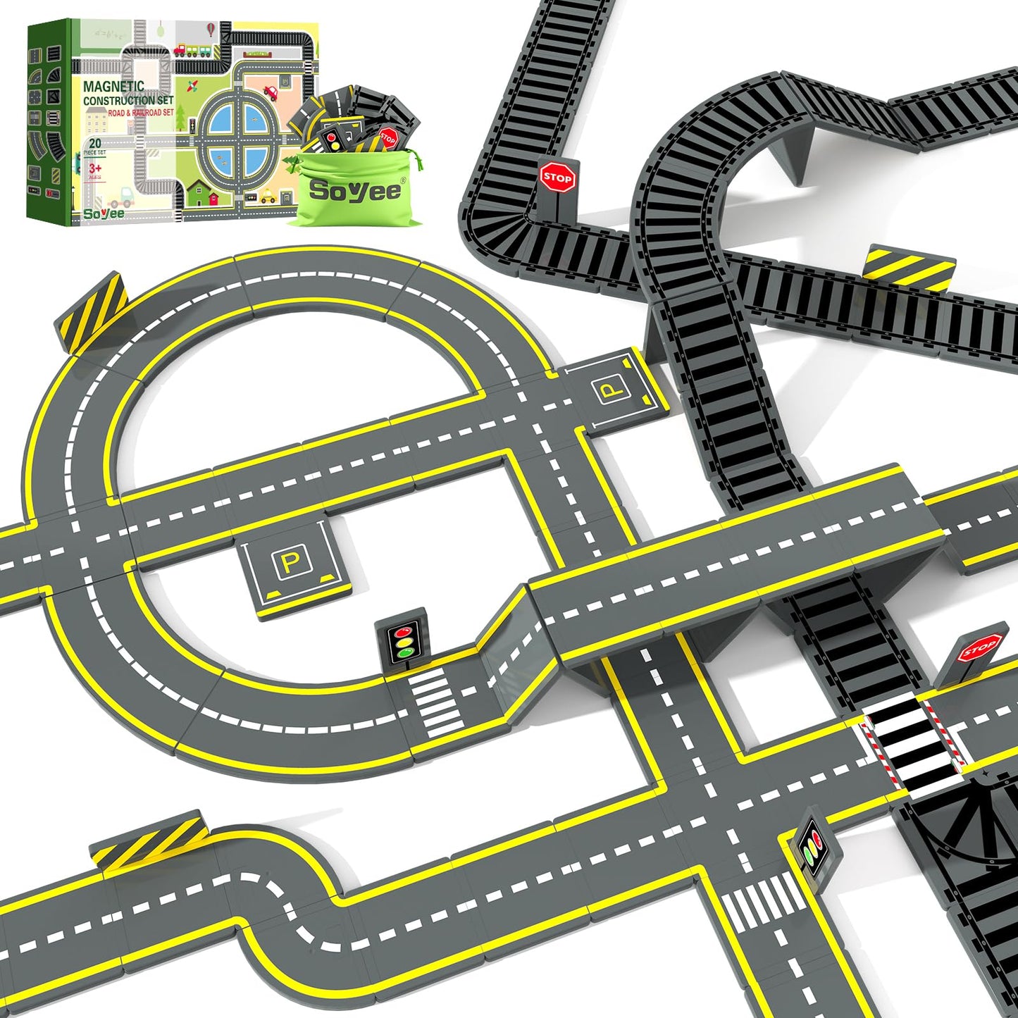 Soyee Tuiles Magnétiques STEM Montessori | Jeu de Construction 3D Enfants 3 ans+