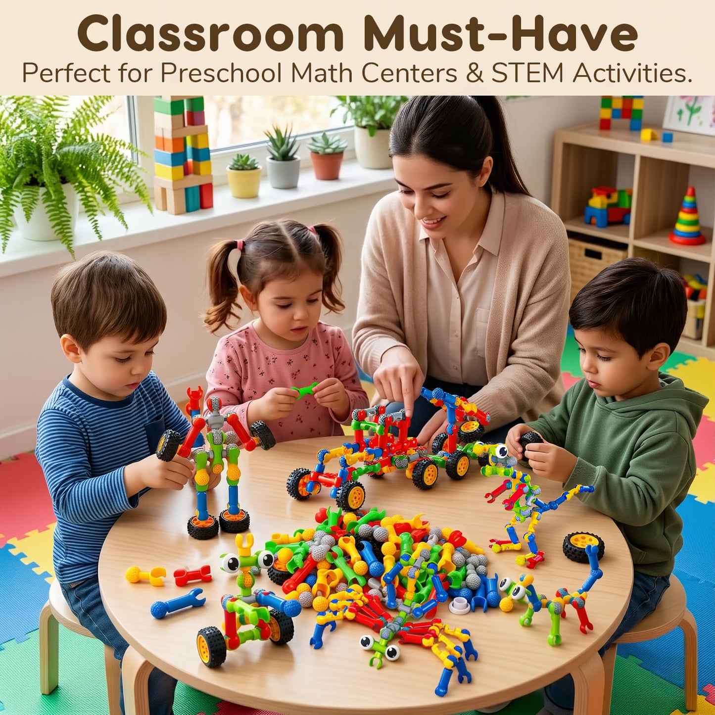 Jeu de construction STEM Qirptey – 125 pièces | Blocs éducatifs pour enfants 3-8 ans | Cadeau créatif
