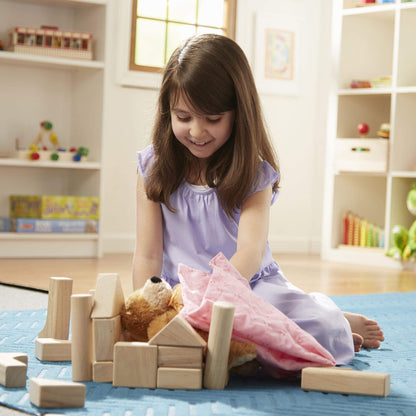 Melissa & Doug – Blocs de construction en bois (60 pièces) avec bac de rangement - LumeraKids