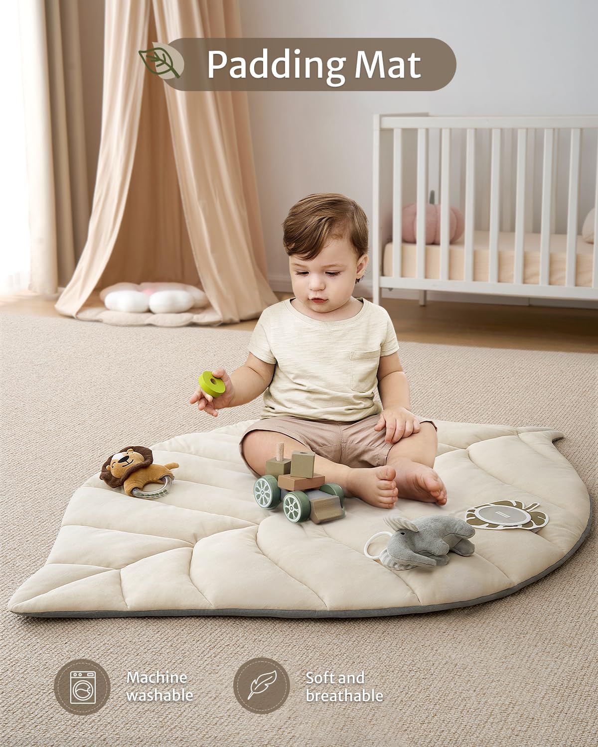 Tapis d'Éveil Bébé Feuille Géante — 6 Jouets Détachables | Blissful Diary - LumeraKids