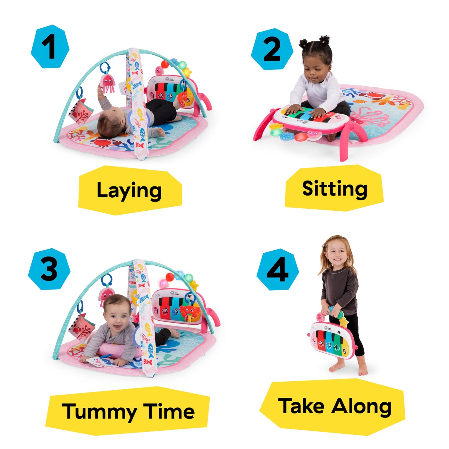 Baby Einstein Tapis d'Éveil 4-en-1 Kickin' Tunes — Piano, Musique & Langues | 0-36 Mois