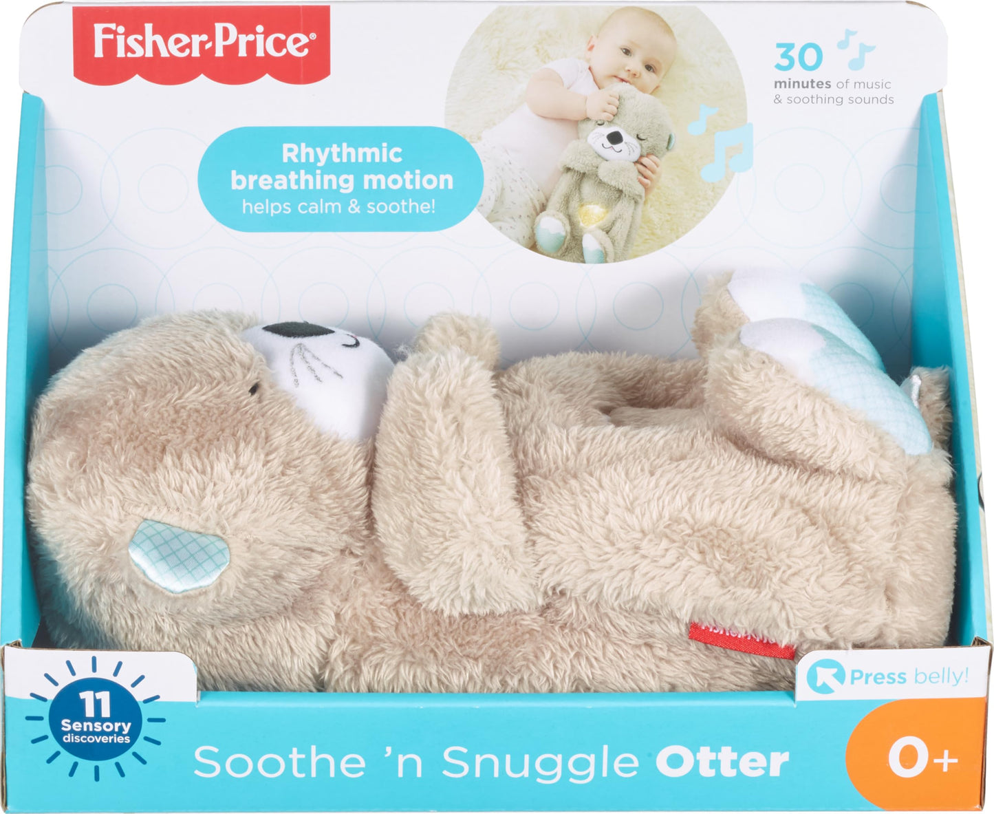 Fisher-Price Loutre Apaisante avec Mouvements Respiratoires — Machine à Sons, Lumières & Musique Douce pour Nouveau-Nés