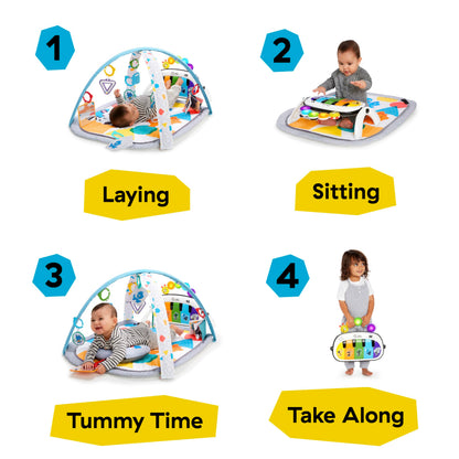 Baby Einstein Tapis d'Éveil 4-en-1 Kickin' Tunes — Piano, Musique & Langues | 0-36 Mois