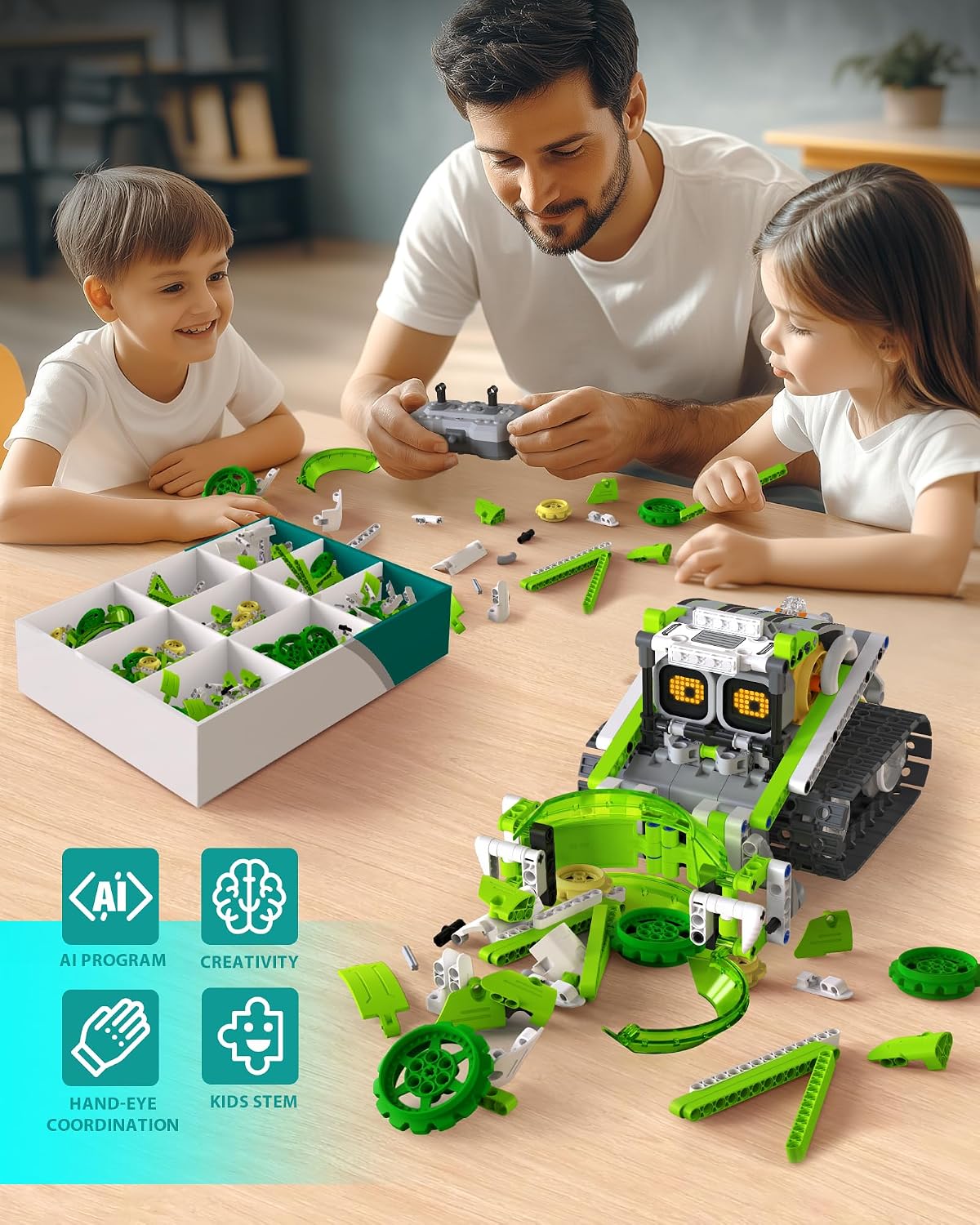 Opmind 5-in-1 STEM RC Robot Building kit, 478Pcs App Coding, Boys Age 6-12 | 1 set transforms into 5 models, Kids DIY Sound Light Interactive Science Set, LED eyes, coding play. Christmas Birthday Gifts - LumeraKids