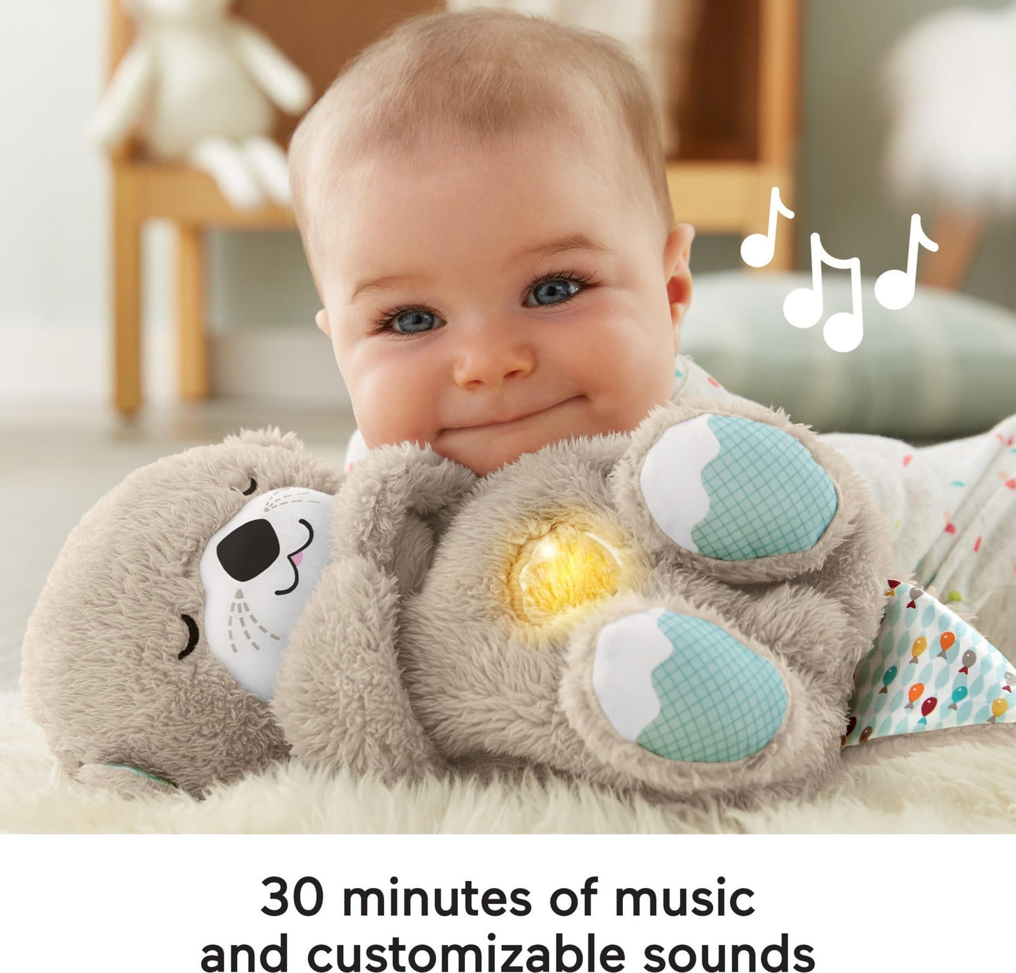 Fisher-Price Loutre Apaisante avec Mouvements Respiratoires — Machine à Sons, Lumières & Musique Douce pour Nouveau-Nés